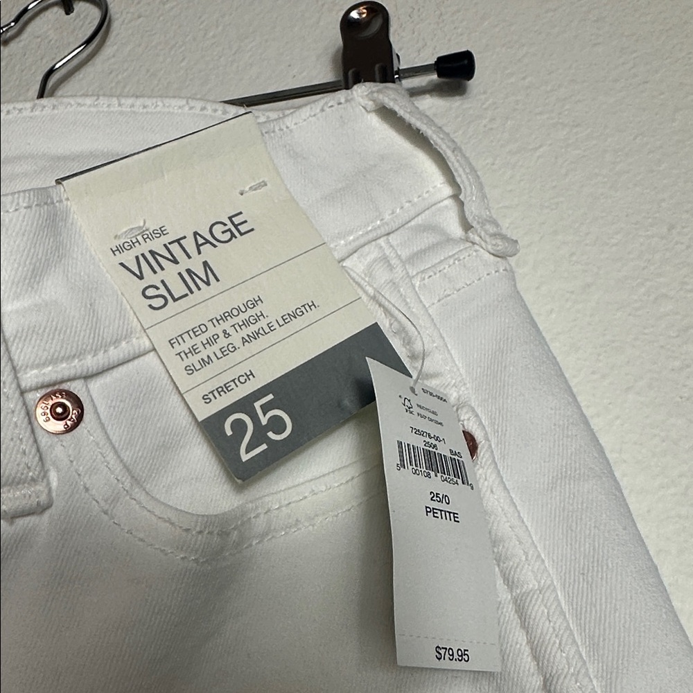 NWT Gap White Vintage Slim High Rise Stretch Jeans. Size 25. - Picture 2 of 6